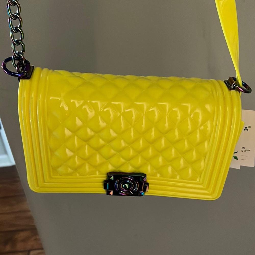 Brand new highlighter yellow with hologram scrap